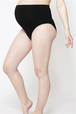 Soft black maternity panties made of bamboo fibres - front view with body